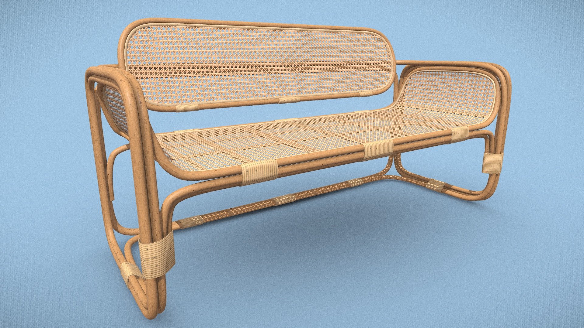 Dining Bench With Rattan Natural Buy Royalty Free 3D model by Pascal