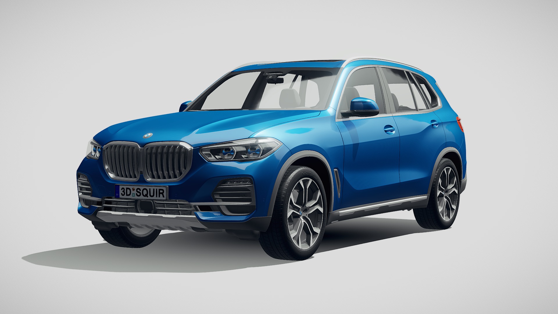3D model BMW X5 2019 - This is a 3D model of the BMW X5 2019. The 3D model is about a blue car with a white background.