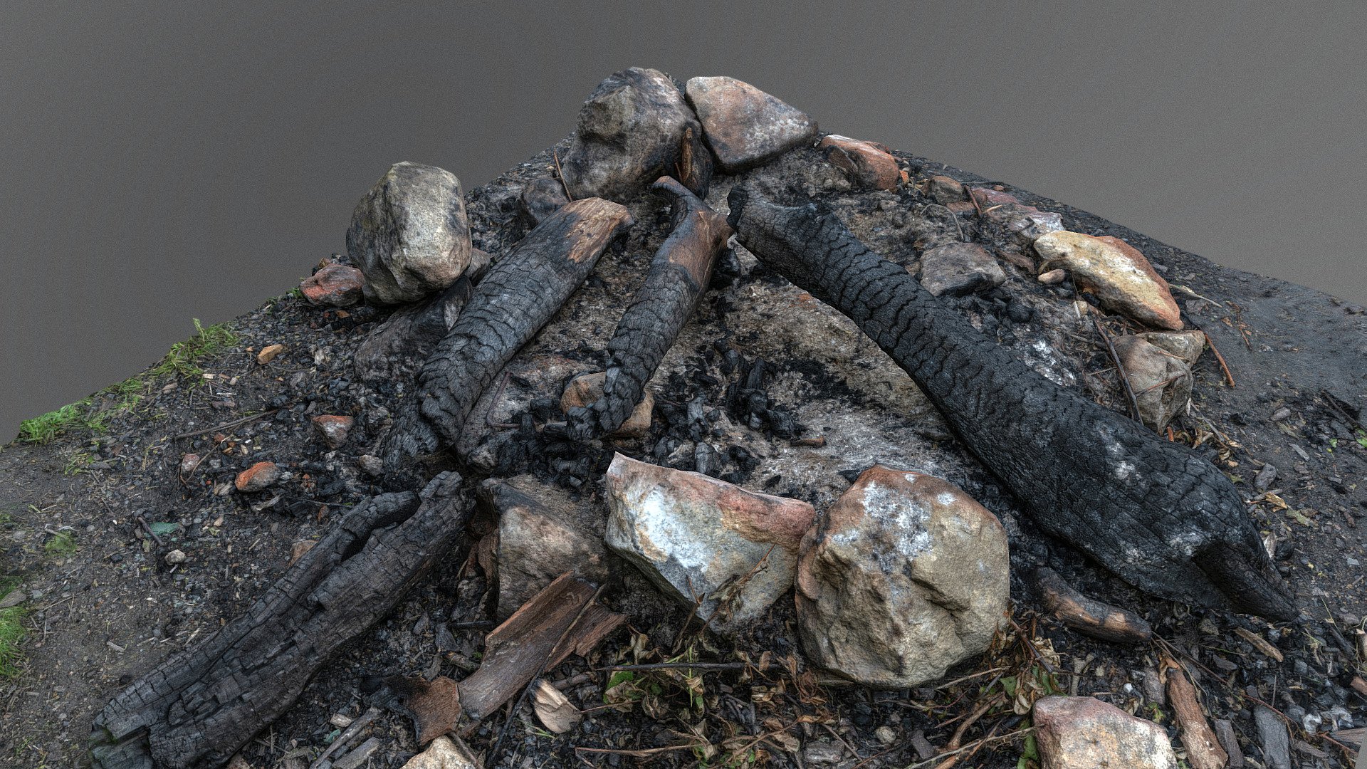 Campfire fire pit hole ash with stones Download Free 3D model by