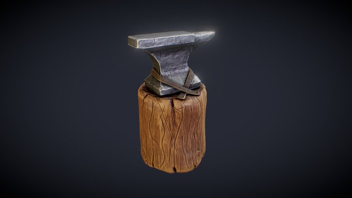 Hand painted Stylized Anvil 3D Model