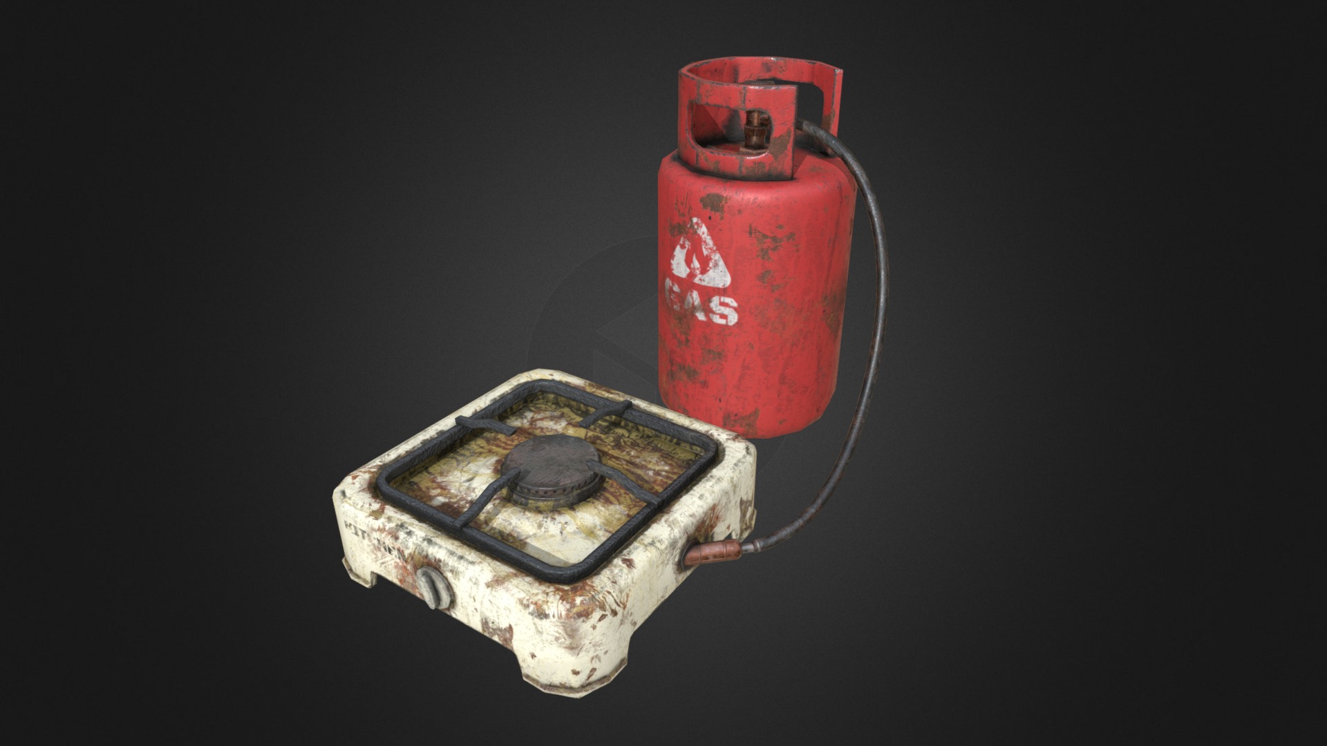3D model Small Old Gas Stove - This is a 3D model of the Small Old Gas Stove. The 3D model is about a close-up of a keychain.