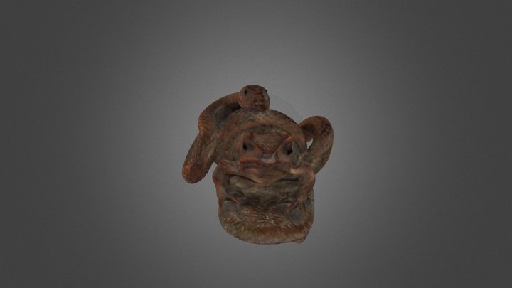 Netsuke in shape of snake attacking toad -J 0108 3D Model