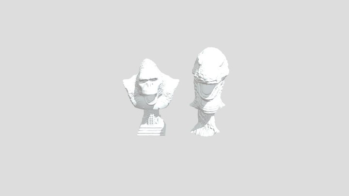 Gorilla and Dinosaur Sculptures 3D Model