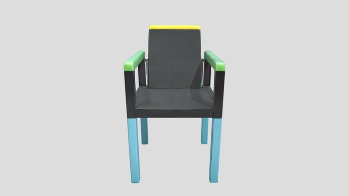 Modern Colorblock Chair 3D Model