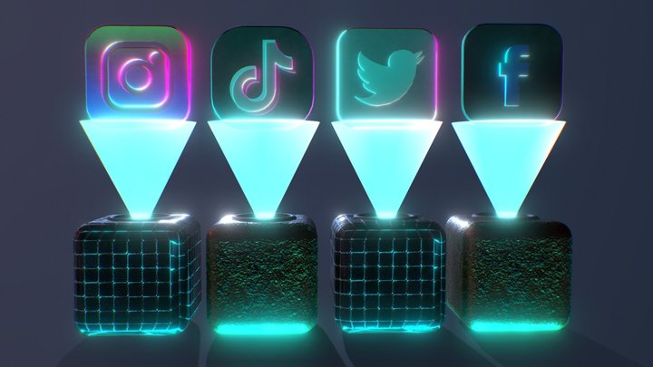 SOCIAL MEDIA HOLOGRAM 3D Model