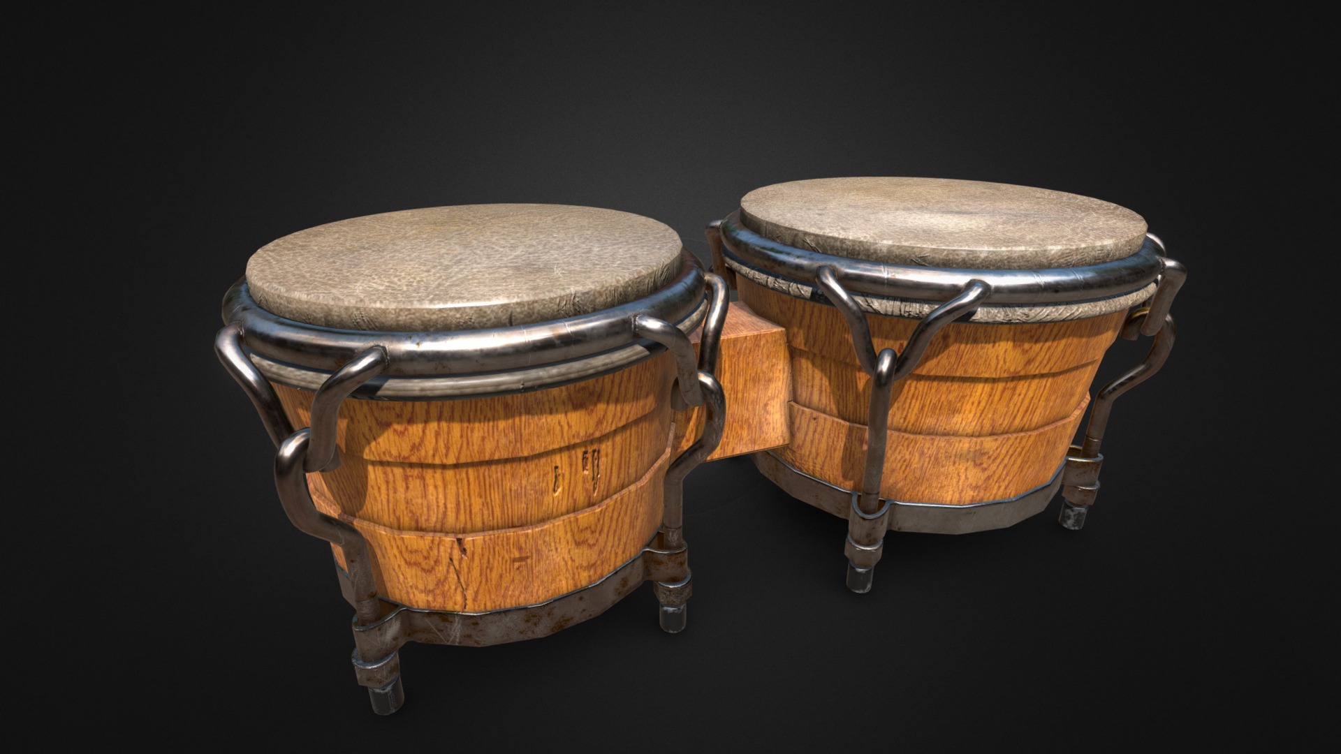 3D model Bongo drum - This is a 3D model of the Bongo drum. The 3D model is about a pair of drums.