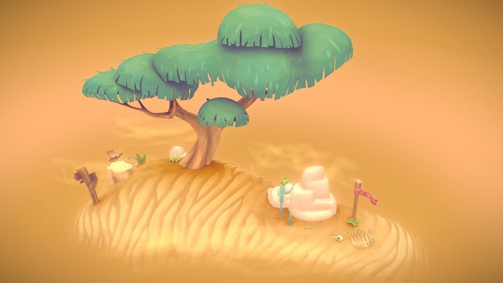 A Tree in the Desert 3D Model