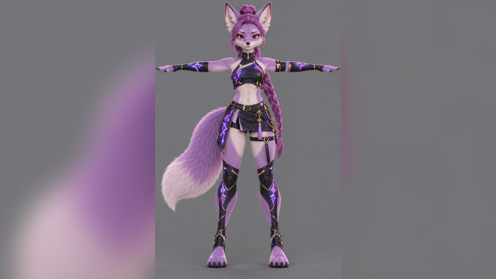 Rumi (Kpop Demon Hunters) Furry T-Pose 3D Model