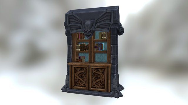 Library Shelf with book 3D Model