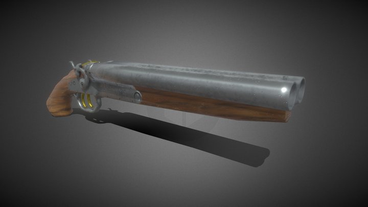 Double barrel shotgun low poly 3D Model