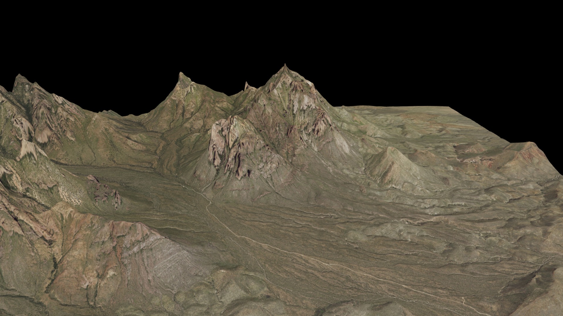 3D model Mountainsplains1 - This is a 3D model of the Mountainsplains1. The 3D model is about a mountain with a valley below.
