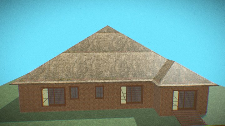 Japanease Style Hut - (With interior) 3D Model