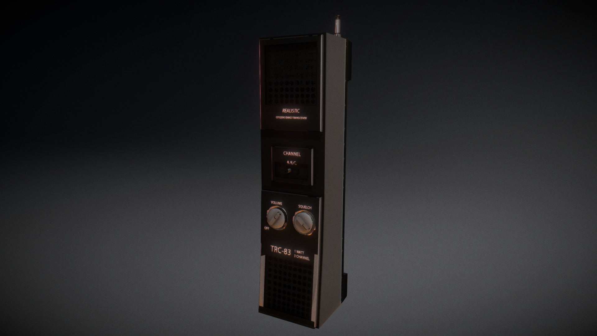 3D model Ruined Stranger things radio - This is a 3D model of the Ruined Stranger things radio. The 3D model is about a black rectangular object with buttons and a screen.