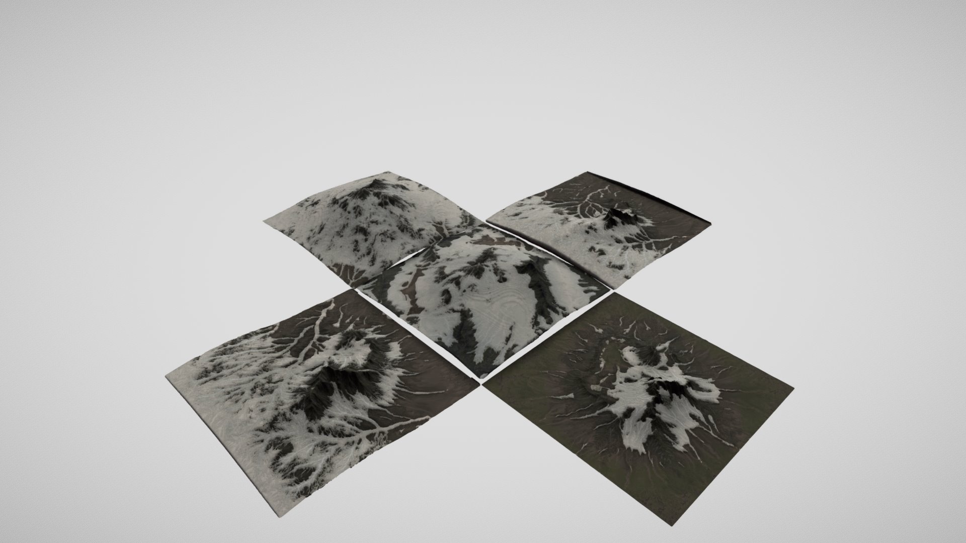 3D model Snowy Rocky Valleys / Mountains - This is a 3D model of the Snowy Rocky Valleys / Mountains. The 3D model is about a black and white drawing of a pyramid.