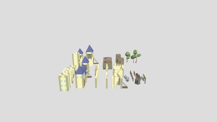Village Low Poly 3D Model