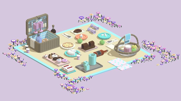 Cozy Picnic Voxel 3D Model