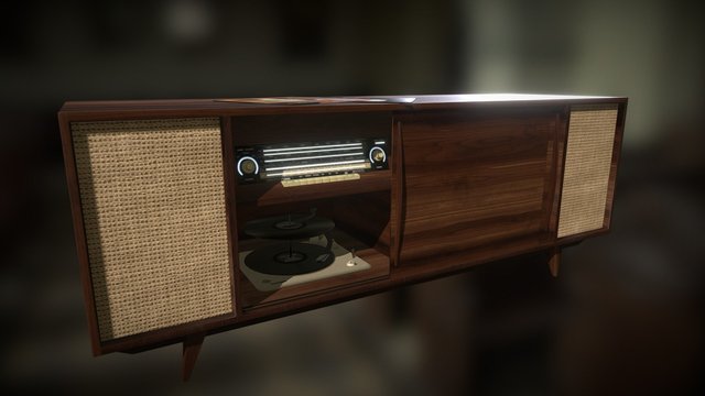 1960's era stereo console 3D Model