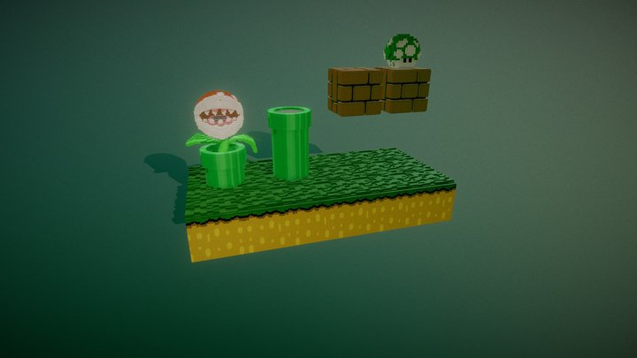 Super Mario - small VOXEL szene 3D Model