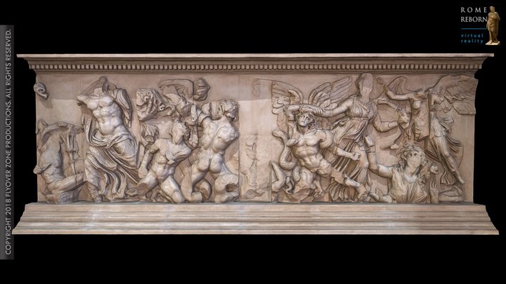 3D rendering of Pergamon Altar, Gigantomachy Frieze (detail)