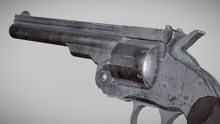 Schofield Revolver Low Poly Model 3D Model