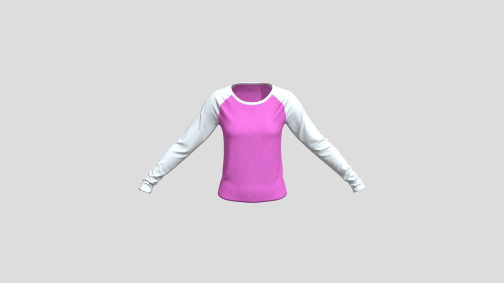 Pink And White Long Sleeve Raglan Shirt