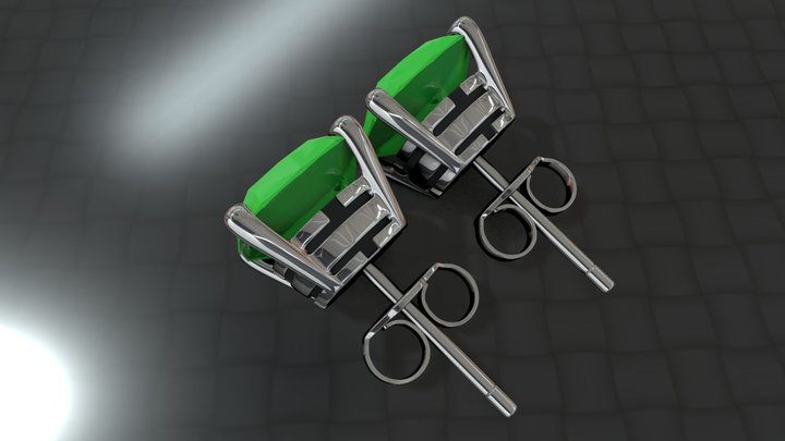 3D Earrings in Sterling Silver 3D Model