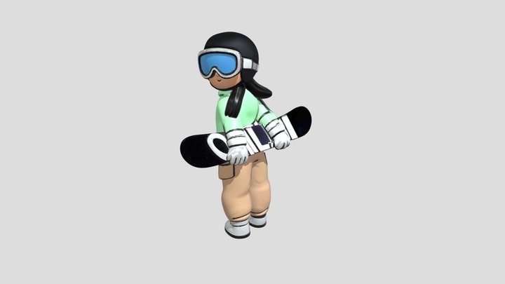 Cartoon Snowboarder 3D Model