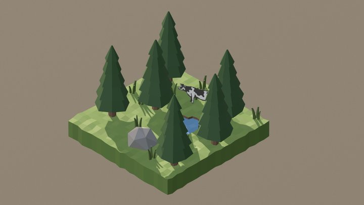 LowPoly Forest Cow 3D Model
