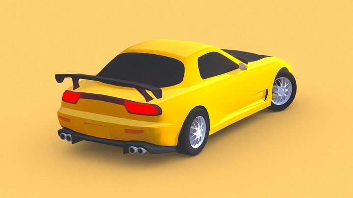 STYLIZED: Mazda RX-7 Drift Car 3D Model