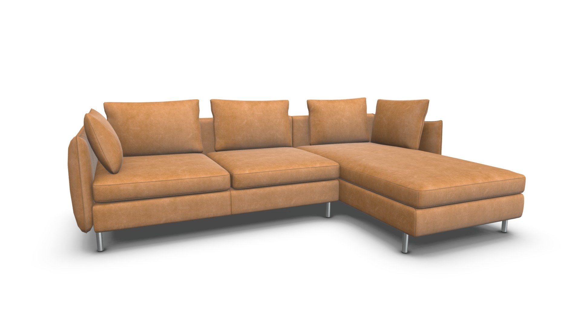 Vento 3 Seater RHF Chaise End Leather