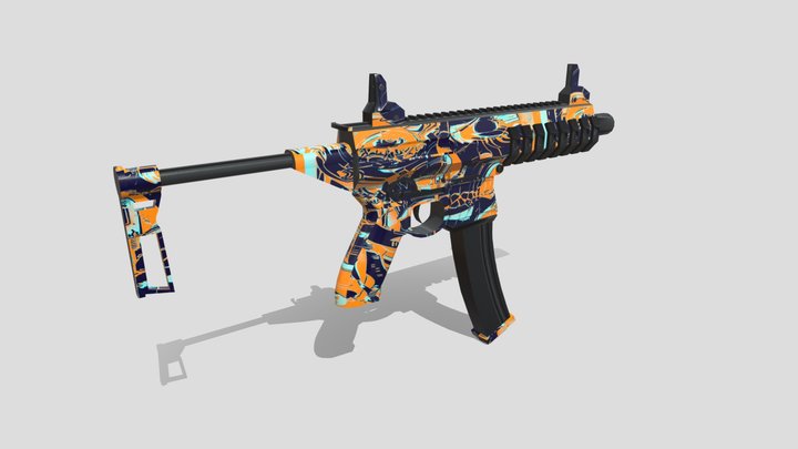 MP5 Gun Game Ready 3D Model