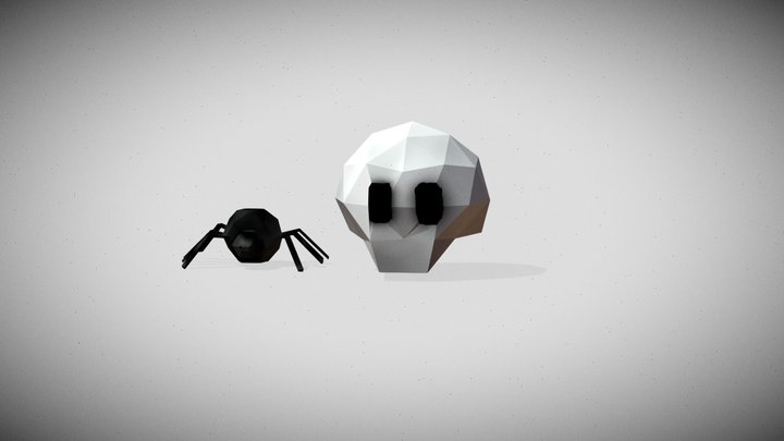 Spider and skull model. 3D Model