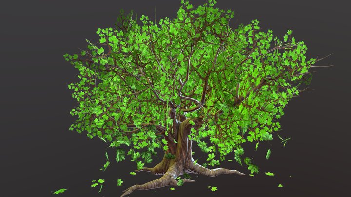 Àrbol Con Hojas Cayendo Animado – Modelo 3D gratuito STL