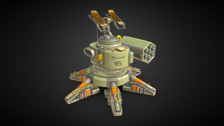 THS-16 Dragonfly — Defensive Turret System 3D Model