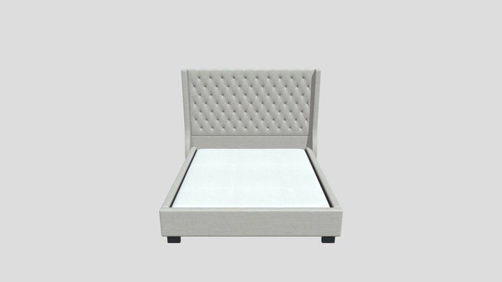 Tufted Headboard Bed 3D Model