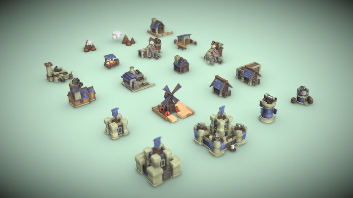 A set of tasks for the game medieval city 3D Model