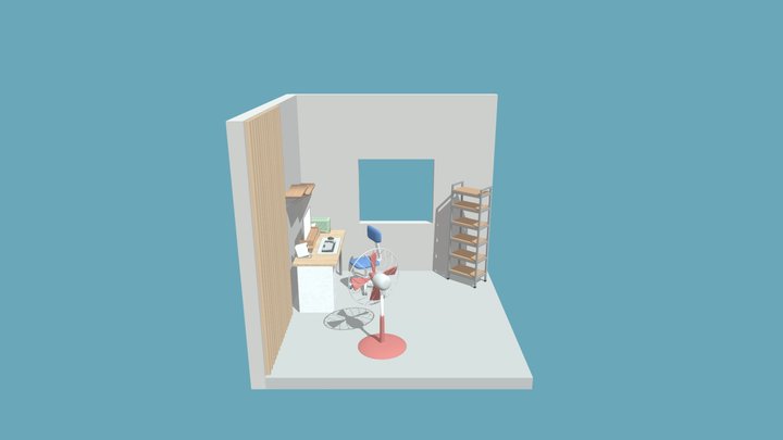 Minimalist Small Workspace Room Design 3D Model