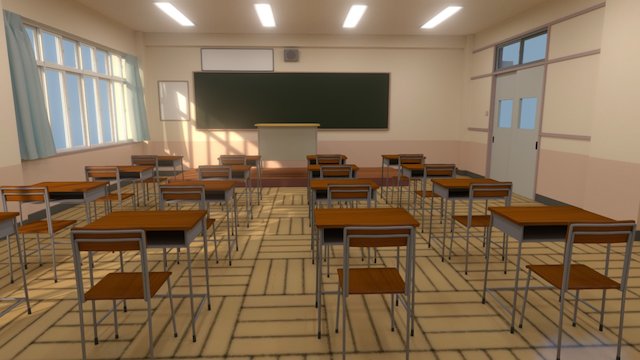 anime-classroom - 3D model by kjll3rvn [4477e6d] - Sketchfab