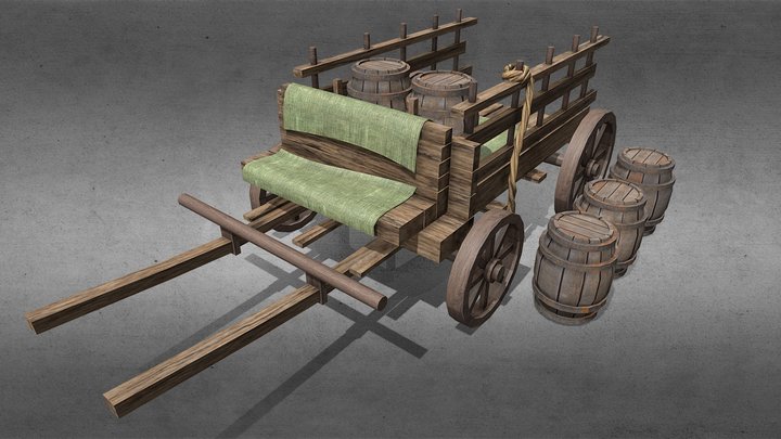 wooden cart 3D Model