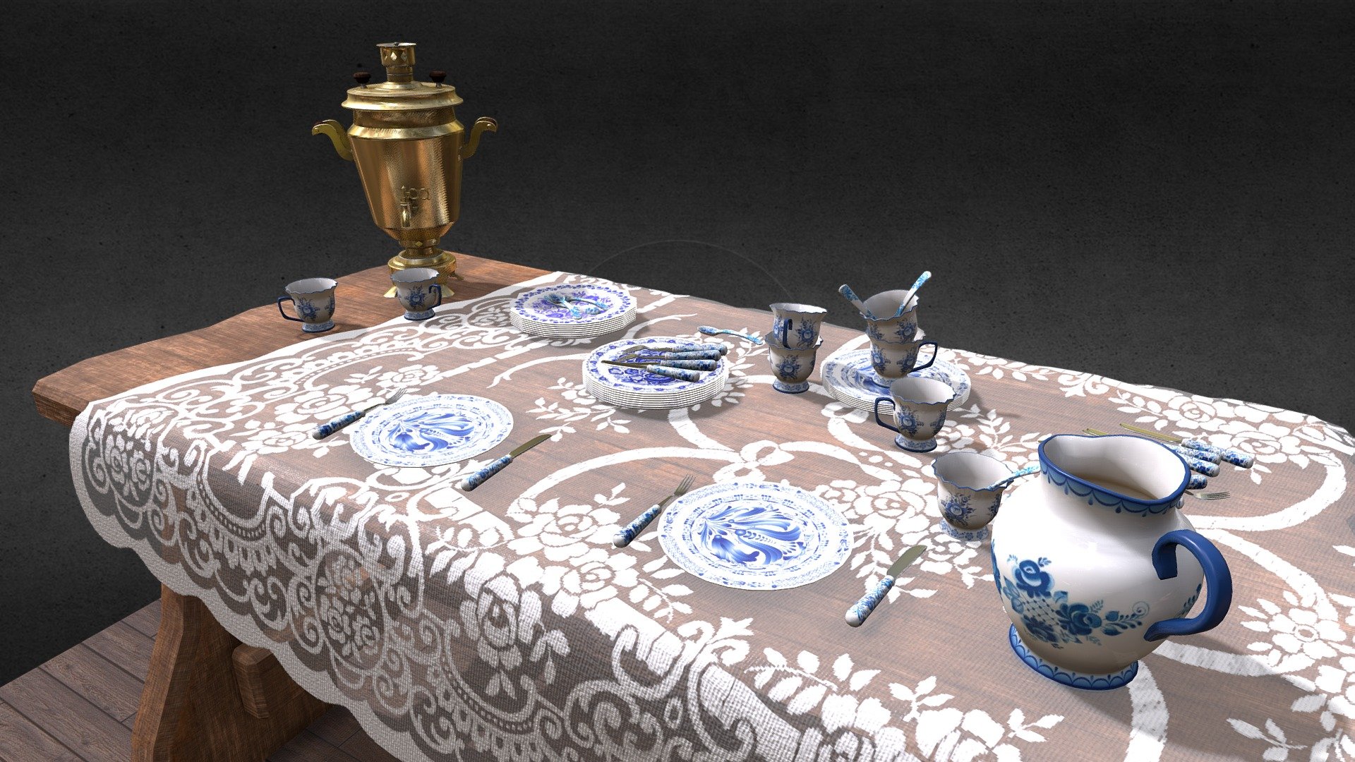 Gzhel table set (Гжель)