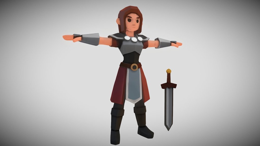 Woman Medieval Knight With Sword