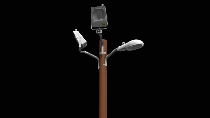 Wooden pole walkway lights (night 🌉) 3D Model