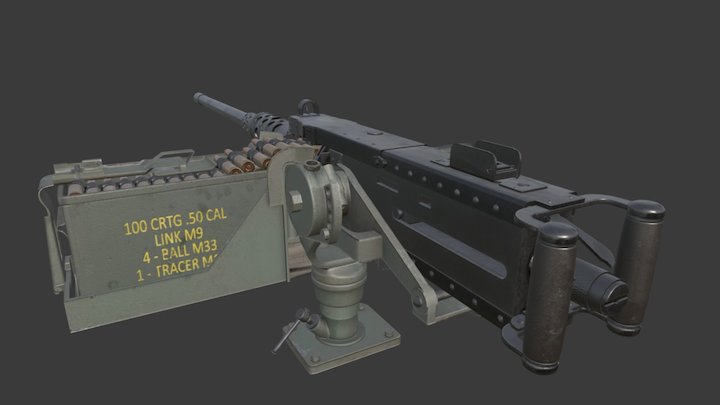 M2 Browning (M2HB) Machine Gun 3D Model