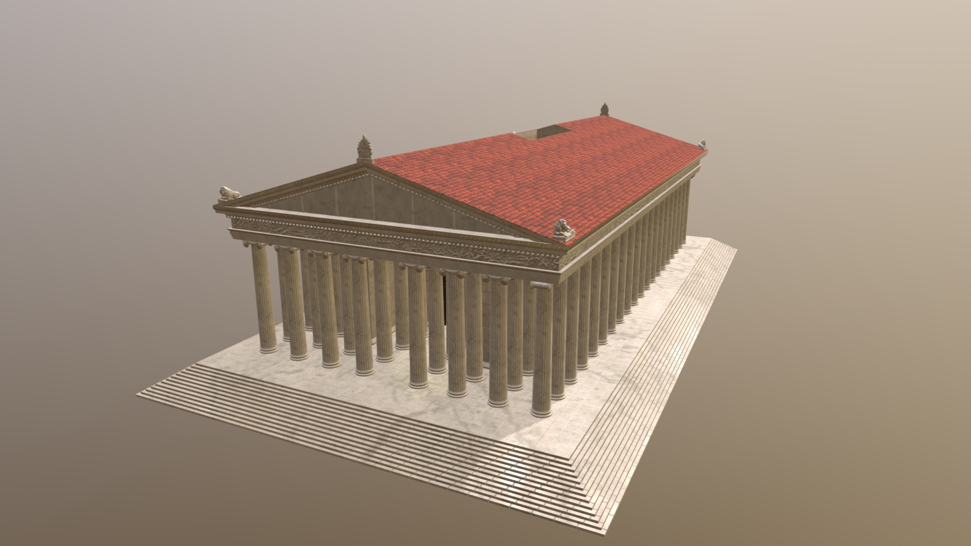 3D model Temple of Artemis - This is a 3D model of the Temple of Artemis. The 3D model is about a building with a red roof.