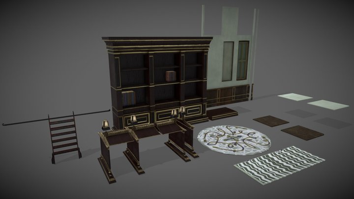 Modular Library Props 3D Model