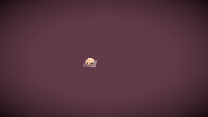 Blocky Hamburger on Tray 3D Model