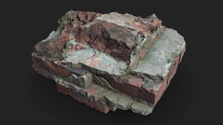 A Broken Piece Of Brick Wall Scan 3D Model