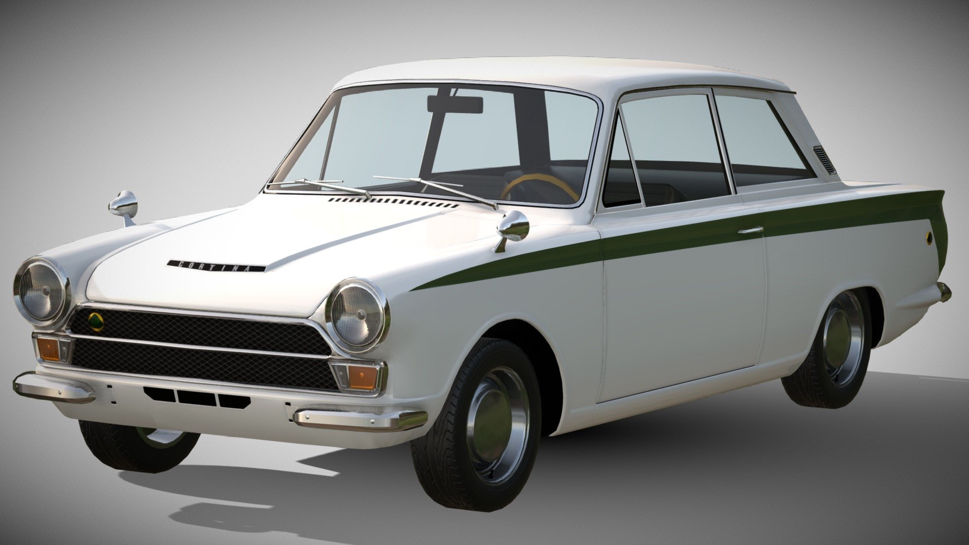 1965 Ford Lotus Cortina (MK1) — Sketchfab embed 3D viewer