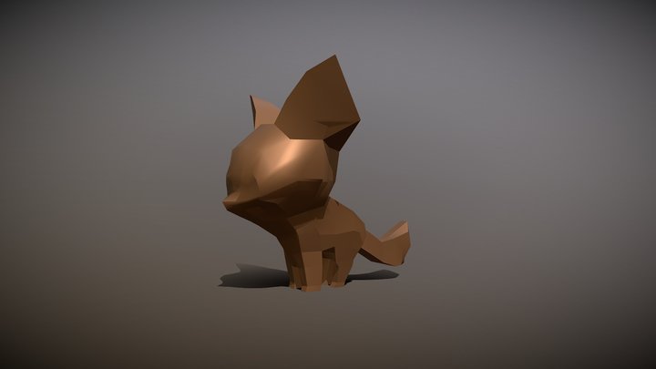 Low Poly Fox Sculpture 3D Model
