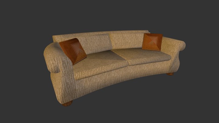 Tan Sofa With Pillows 3D Model